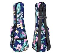 CLOUDMUSIC Ukulele Case Gig Bag Padded Backpack For Soprano 21" Inch(soprano,Hawaii Hibiscus In Dark Blue)