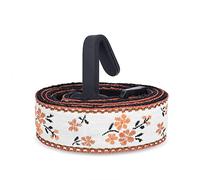 CLOUDMUSIC Ukulele Strap Button Free Hawaiian Floral Ukulele Strap with Hook Clip On For Soprano Concert Tenor Ukulele (Orange Flowers In Breige)