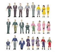 Cloudpower 50 Pcs People Figurines, 1:50 Painted Model People Lifelike Train Railway Tiny People Sitting and Standing Architectural People Figures for Miniature Scenes
