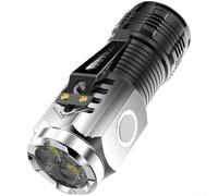 Cloudpower Three Eyes For Mini Flashlight Ultra Bright, Rechargeable Small Torches Led Super Bright Pocket Torch With Magnetic Base For Camping Outdoor Hiking(With Magnetic-Silver)