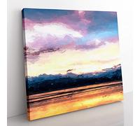 Clouds Above the Mountains in Abstract Modern Canvas Wall Art Print Ready to Hang, Framed Picture for Living Room Bedroom Home Office Décor, 50x50 cm (20x20 Inch)