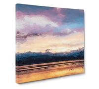 Clouds Above the Mountains in Abstract Modern Canvas Wall Art Print Ready to Hang, Framed Picture for Living Room Bedroom Home Office Décor, 14x14 Inch (35x35 cm)