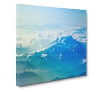 Clouds Above the Mountains Modern Canvas Wall Art Print Ready to Hang, Framed Picture for Living Room Bedroom Home Office Décor, 14x14 Inch (35x35 cm)
