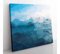 Clouds Above the Ocean in Abstract Modern Canvas Wall Art Print Ready to Hang, Framed Picture for Living Room Bedroom Home Office Décor, 50x50 cm (20x20 Inch)