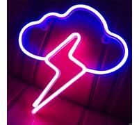 Clouds and Lightning Neon Signs, USB or Battery Operated Neon Signs for Wall Decor, LED Neon Signs Kids Room Holiday Birthday Party Decor,Blue+Pink