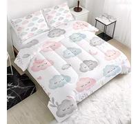 Clouds And Moon Super King Duvet Minimalist Super King Quilt 7.5 Tog Lightweight Soft Comforter Set, All Seasons Reversible Coverless Microfiber Duvet with 2 Pillowcases Machine Washable T1098