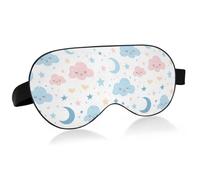 Clouds and Moons Travel Essential Sleep Eye Cover with Elastic Adjustable Band Blackout Comfortable Sleep Eye Covers Office