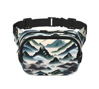 Clouds and Mountains Square Double-Layer Waist Bag for Outdoor Activities Such as Sports, Travel, Hiking, Cycling