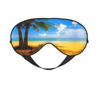 Clouds and Palm Trees Beaches Double Sided Sleep Mask, Adjustable Blackout, Silk-Like Eye Mask for Sleeping,Travel, Soft, Breathable, Lightweight Comfortable Blindfold