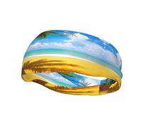 Clouds And Palm Trees Beaches Sports Headbands Moisture Wicking Athletic Terry Cloth Sweatband Sweat Absorbing Head Band
