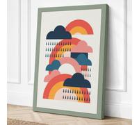 Clouds and Rainbows Geometric Canvas Wall Art Print 18x12 Inch