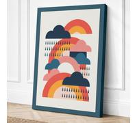 Clouds and Rainbows Geometric Canvas Wall Art Print 18x12 Inch