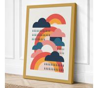 Clouds and Rainbows Geometric Canvas Wall Art Print 30x20 Inch