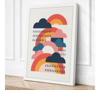 Clouds and Rainbows Geometric Canvas Wall Art Print 30x20 Inch