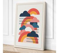 Clouds and Rainbows Geometric Canvas Wall Art Print 30x20 Inch