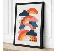 Clouds and Rainbows Geometric Canvas Wall Art Print 30x20 Inch