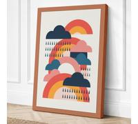 Clouds and Rainbows Geometric Canvas Wall Art Print 36x24 Inch