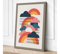 Clouds and Rainbows Geometric Canvas Wall Art Print 36x24 Inch