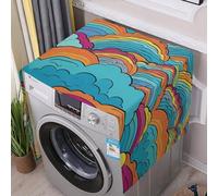 Clouds And Rainbows Washer And Dryer Cover with Storage Pockets for The Top Load Dustproof Washing Machine Cover Flax Appliance Protector Mat Pad Home Kitchen Laundry Room Accessory 54.5x20.5 In