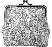 Clouds Comic Black Women's Leather Coin Purse, Small Change Pouch with Kiss-Lock Clasp Closure Buckle Wallet for Girl Gift