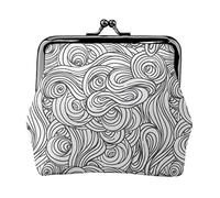 Clouds Comic Black Women's Leather Coin Purse, Small Change Pouch with Kiss-Lock Clasp Closure Buckle Wallet for Girl Gift