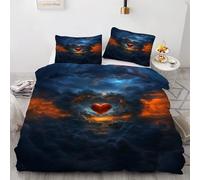 Clouds Duvet Cover 120x150cm Love Cloud Bedding Set 3 Pieces - 110gsm Soft Brushed Microfiber Quilt Cover, Bed Set with 2 Pillowcases 50x75 cm, Zipper Closure -Kg1292