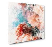Clouds In Bloom Pink And Green Watercolour Canvas Print | Gallery Wrapped 30mm Frame Wall Art | 14x14 inches | Ready to Hang | Modern Picture | Living Room Bedroom Lounge Office