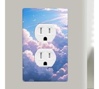 Clouds In The Sky Duplex Receptacle Outlet Covers, 1-Gang Standard Size Wall Plates, Unbreakable Polycarbonate Dual Outlet Faceplates Covers For Kitchen Home Kids Room Decor 4.5" X 2.76"