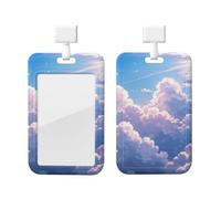 Clouds in The Sky Id Badge Holder with Lanyard Waterproof Key Card Holder Case Vertical Id Card Protector with Clear Id Window Breakaway Name Tags for Women Men Work Office Doctor Nurse