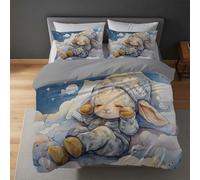 Clouds Notes Duvet Cover Set Super King, Sheep Kids & Aldults Bedroom Decor, Brushed Microfibre, Blue Easy-Care Ultra-Soft Bedding Sets, Zip Closure, Reversible, 260 X 220 cm