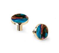 Clouds of Afterlife Creativity Art Cabinet Knobs and Wall Hooks, 6 Pack Modern Drawer Pulls with Golden Base, Solid Zinc Alloy Handles for Kitchen, Bathroom, Dresser