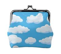 Clouds On Blue Sky, PU Leather Coin Purse, Small Wallets, Change Pouch with Kiss Lock Clasp Buckle, Change Purse