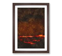 Clouds on Fire Painting Framed Print | A2 Walnut Framed Wall Art | Ready to Hang | Modern Landscape Picture | Living Room Bedroom Lounge Office