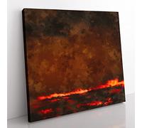 Clouds on Fire Painting Modern Canvas Wall Art Print Ready to Hang, Framed Picture for Living Room Bedroom Home Office Décor, 35x35 cm (14x14 Inch)