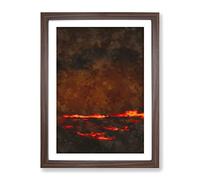 Clouds On Fire Painting Modern Framed Print | A2 Walnut Framed Wall Art | Ready to Hang | Modern Landscape Picture | Living Room Bedroom Lounge Office