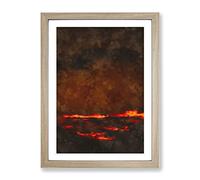 Clouds On Fire Painting Modern Framed Print | A3 Oak Framed Wall Art | Ready to Hang | Modern Landscape Picture | Living Room Bedroom Lounge Office
