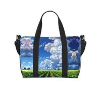 Clouds over cotton fields Printed Tote Travel Bag With Adjustable Shoulder Strap Suitable For Travel And Sports