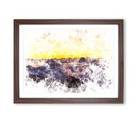 Clouds Over Hawaii Watercolour Modern Framed Wall Art Print, Ready to Hang Picture for Living Room Bedroom Home Office Décor, Walnut A4 (34 x 25 cm)