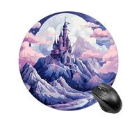 Clouds Over The Castle Mousepad Round Anti-Slip Waterproof Rubber Base Mice Mat Cute Mousepad for Work Office Home Gaming Laptop Men Women Small Size 7.8 X 7.8 Inches