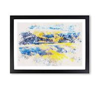 Clouds Over The Mountains Watercolour Framed Print | A2 Black Framed Wall Art | Ready to Hang | Modern Landscape Picture | Living Room Bedroom Lounge Office