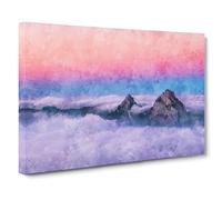Clouds Over the Swiss Mountains Canvas Print | Gallery Wrapped 30mm Frame Wall Art | 30x20 inches | Ready to Hang | Abstract Landscape Picture | Living Room Bedroom Lounge Office