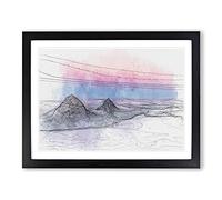 Clouds Over The Swiss Mountains In Abstract Modern Art Framed Wall Art Print, Ready to Hang Picture for Living Room Bedroom Home Office Décor, Black A3 (46 x 34 cm)