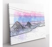 Clouds Over the Swiss Mountains in Abstract Modern Canvas Wall Art Print Ready to Hang, Framed Picture for Living Room Bedroom Home Office Décor, 35x35 cm (14x14 Inch)