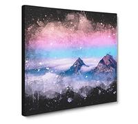 Clouds Over the Swiss Mountains Paint Splash Canvas Print | Gallery Wrapped 30mm Frame Wall Art | 14x14 inches | Ready to Hang | Modern Landscape Picture | Living Room Bedroom Lounge Office
