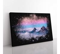 Clouds Over The Swiss Mountains Paint Splash Modern Art Canvas Wall Art Print Ready to Hang, Framed Picture for Living Room Bedroom Home Office Décor, 60x40 cm (24x16 Inch)