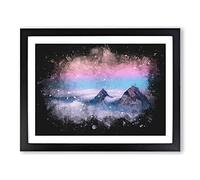 Clouds Over The Swiss Mountains Paint Splash Modern Art Framed Wall Art Print, Ready to Hang Picture for Living Room Bedroom Home Office Décor, Black A3 (46 x 34 cm)