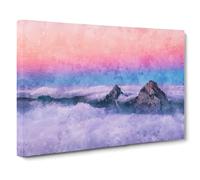Clouds Over The Swiss Mountains Painting Modern Art Canvas Wall Art Print Ready to Hang, Framed Picture for Living Room Bedroom Home Office Décor, 30x20 Inch (76x50 cm)