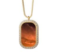 clouds red starry art deco fashion Necklace Pendant Diamond Crystal Golden Jewelry