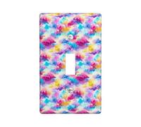 Clouds Single Light Switch Cover Plate, Fanciful Colorful Stars Gradient Summer Peach Plastic Standard Size Wall Switch Plates Accents for Bedroom Bathroom Kitchen Entrance Decor (Single)
