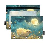 Clouds Stars Little Sheep Pencil Pouch for 3-Ring Binder Clear Pencil Case
